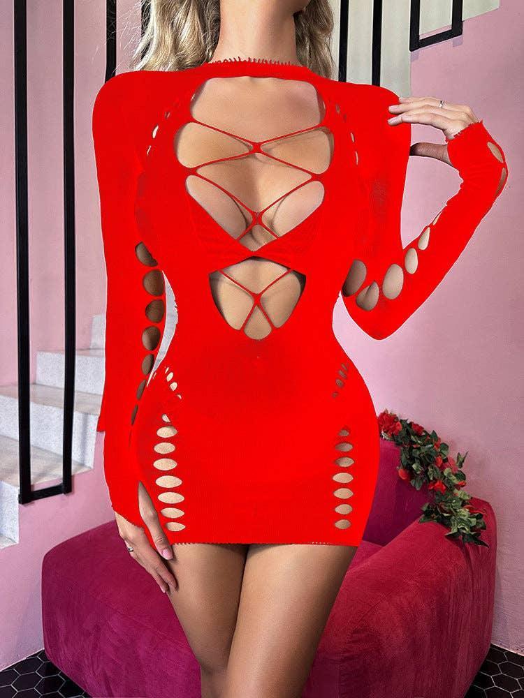 Fishnet Bodysuit Mesh Teddy Sexy Lingerie Dress
