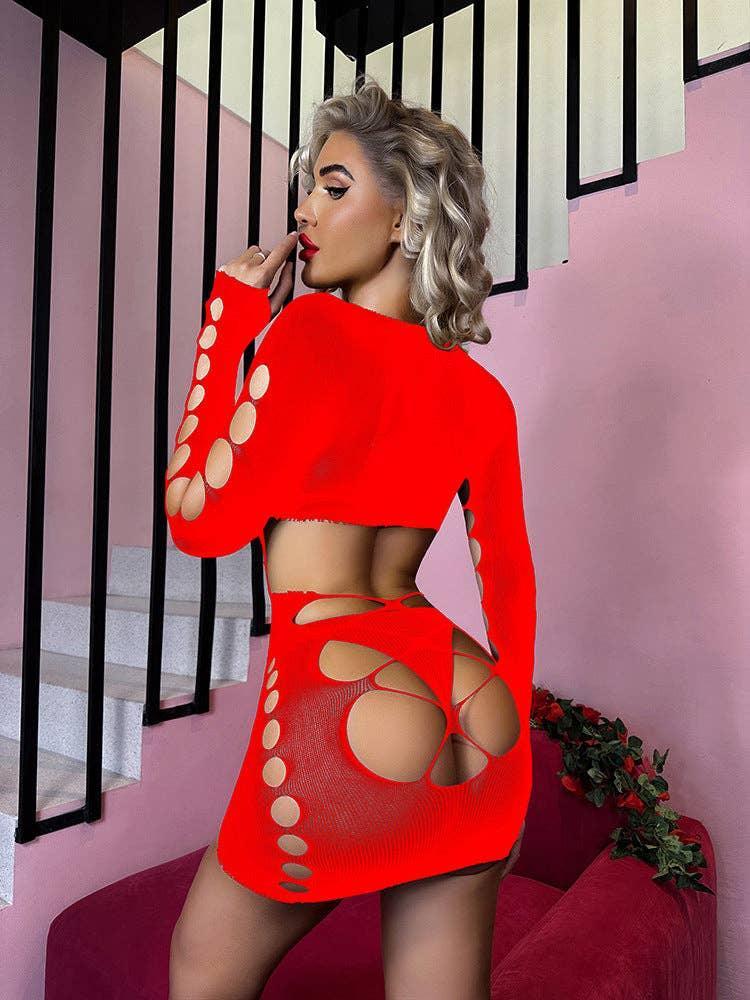 Fishnet Bodysuit Mesh Teddy Sexy Lingerie Dress