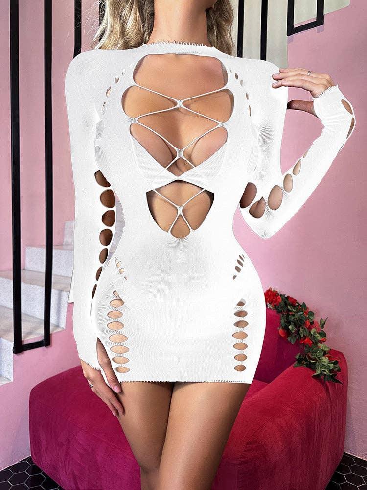 Fishnet Bodysuit Mesh Teddy Sexy Lingerie Dress