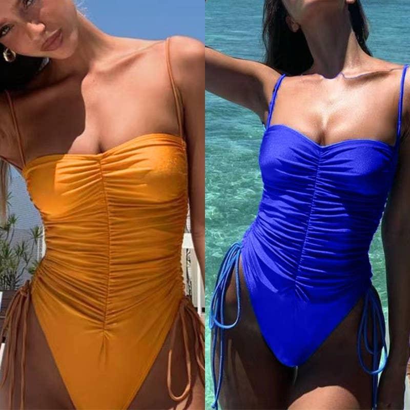 Flexure Design Solid Color One Piece Bikini Swimsuit MK21059