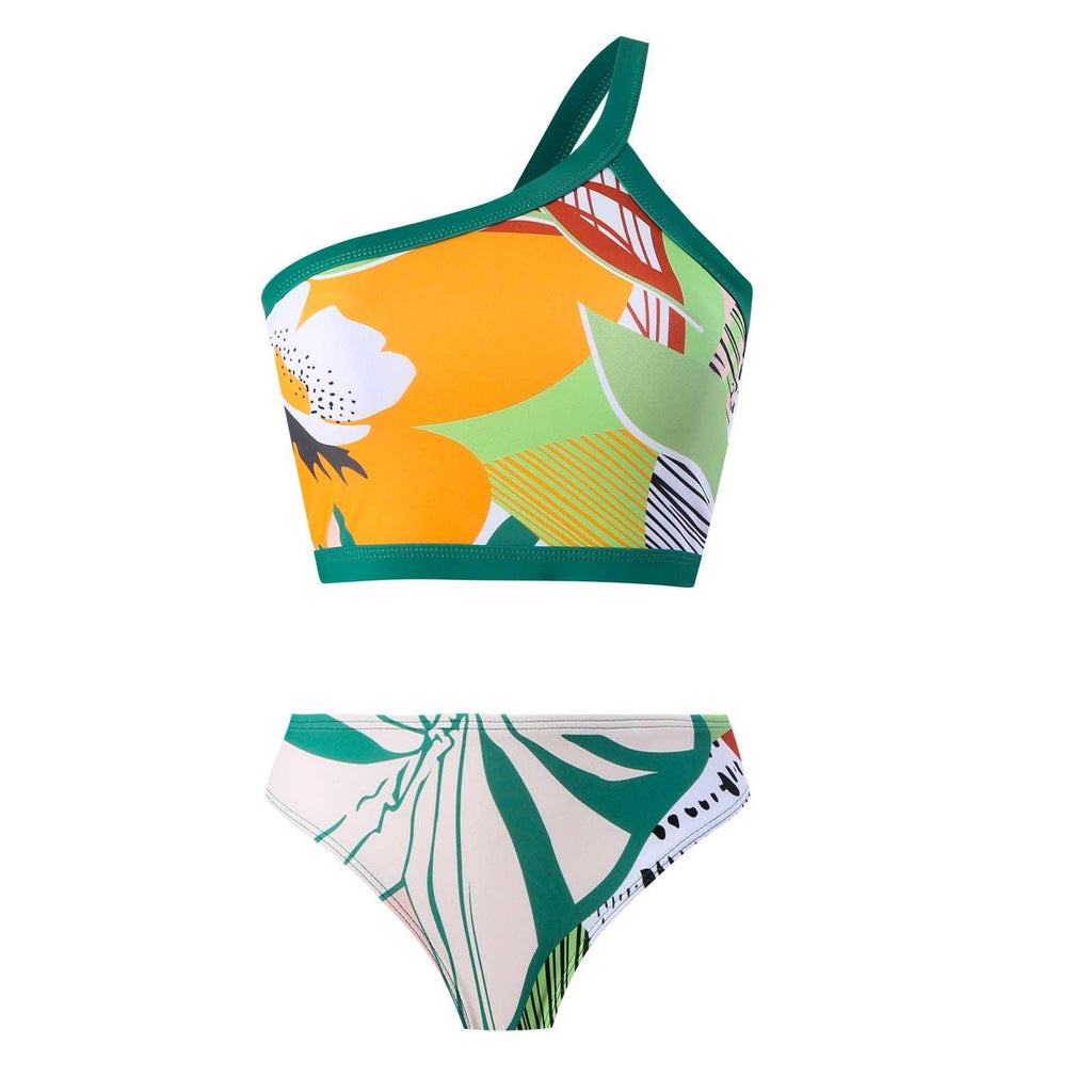 Floral and Bird Print 2PCS Bikini Set with Cover