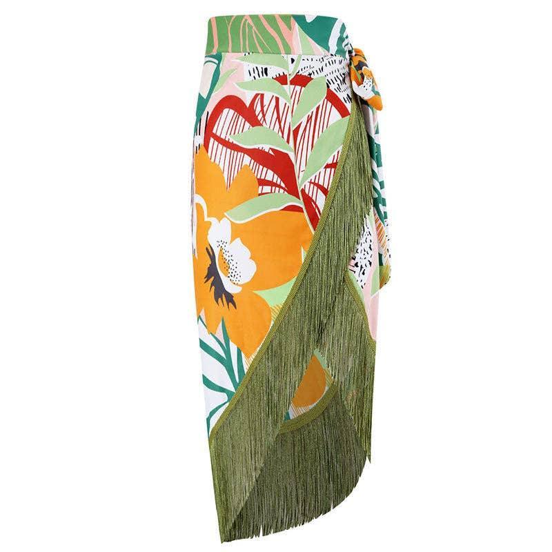 Floral and Bird Print 2PCS Bikini Set with Cover