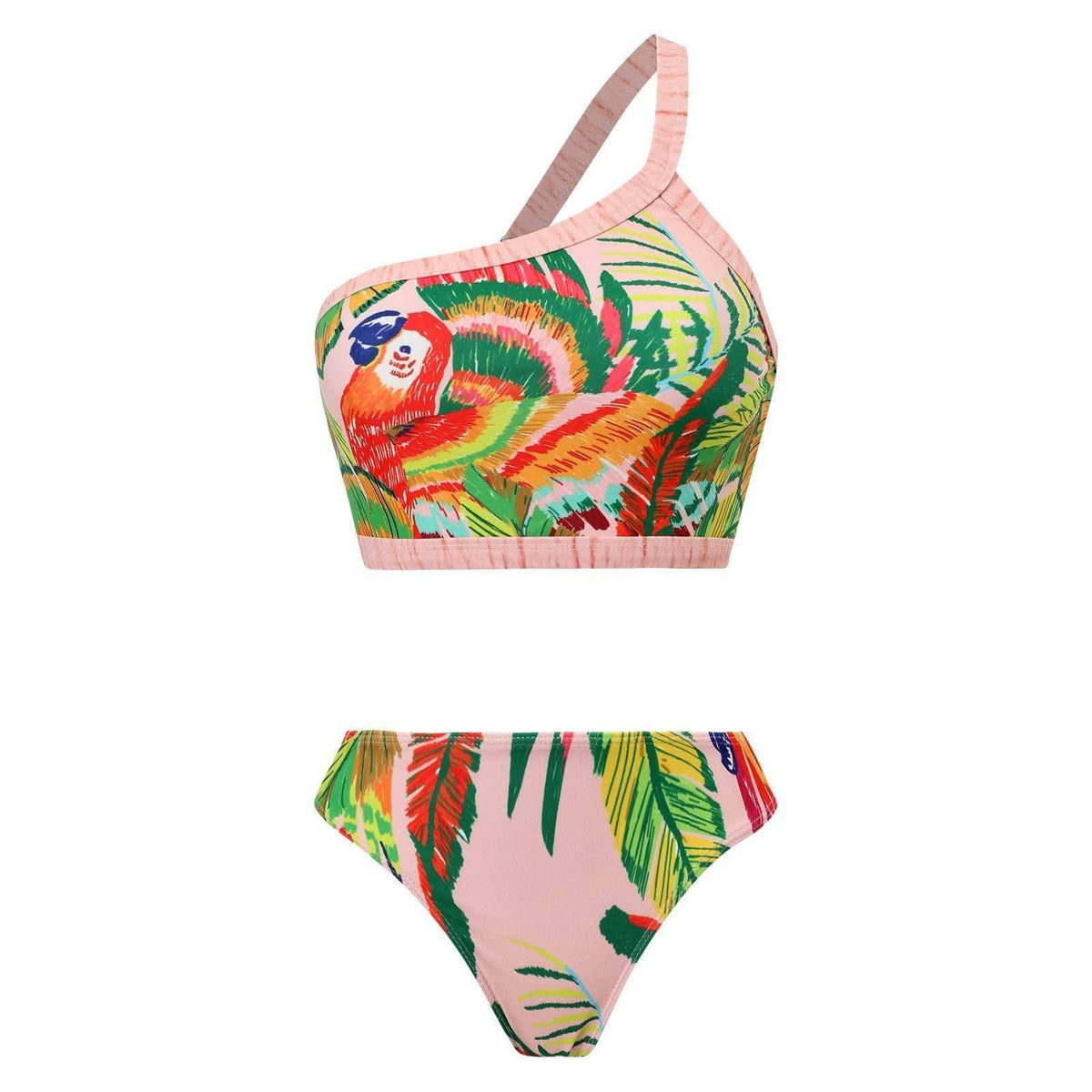 Floral and Bird Print 2PCS Bikini Set with Cover