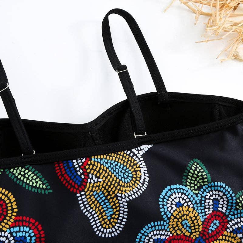 Floral Print Multicolor One Piece Swimwear with Cover