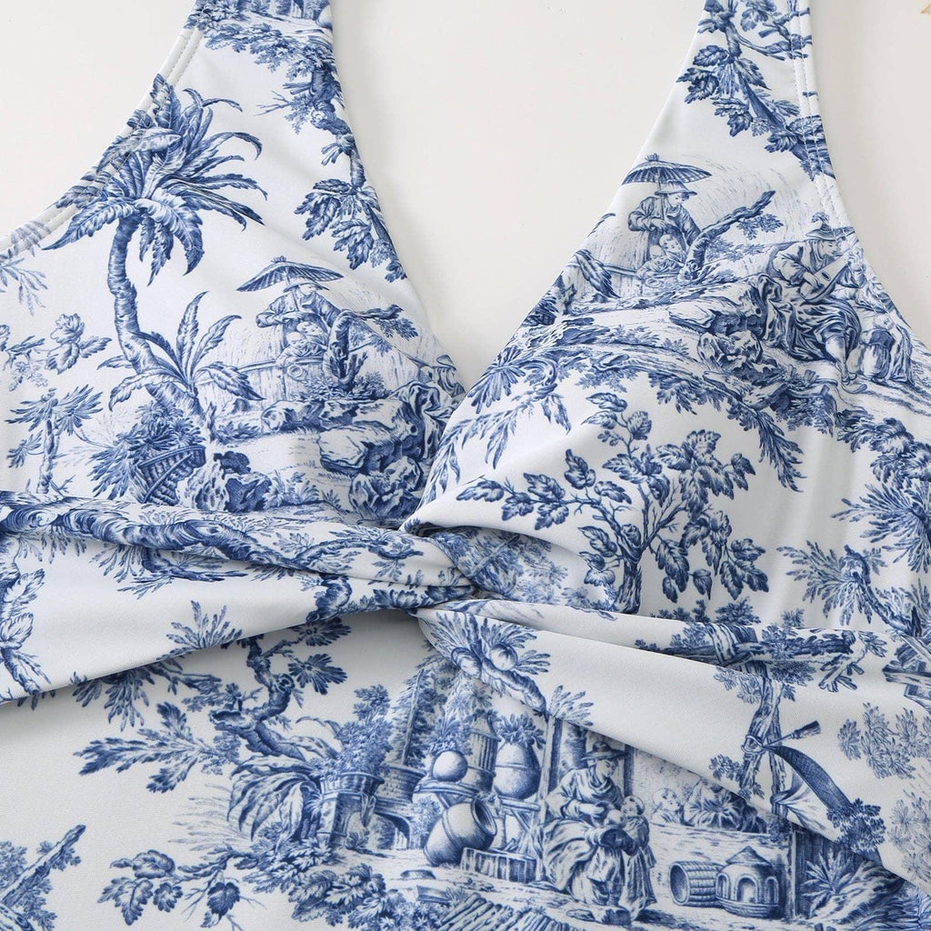 Floral Print One Piece Swimwear with Cover