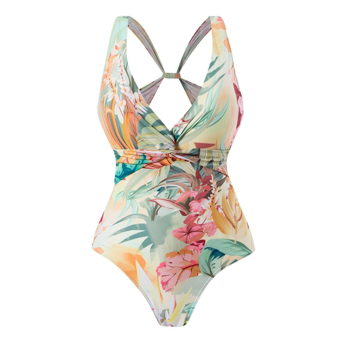 Floral Print One Piece Swimwear with Cover