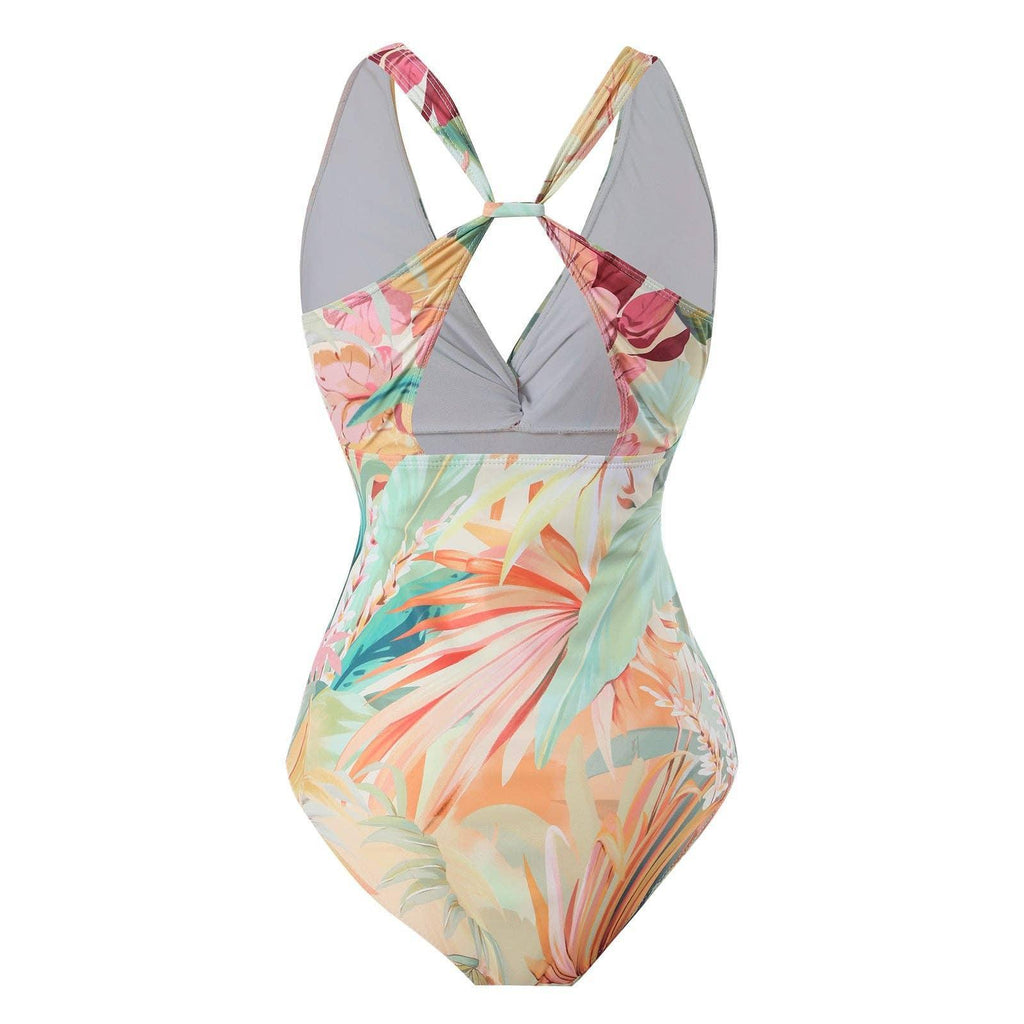 Floral Print One Piece Swimwear with Cover