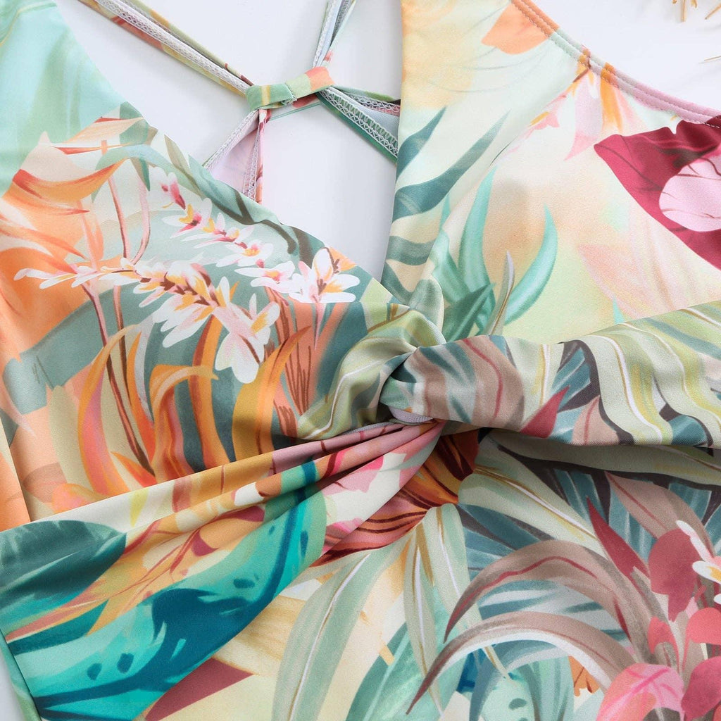Floral Print One Piece Swimwear with Cover