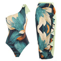 Floral Print One Piece Swimwear with Cover