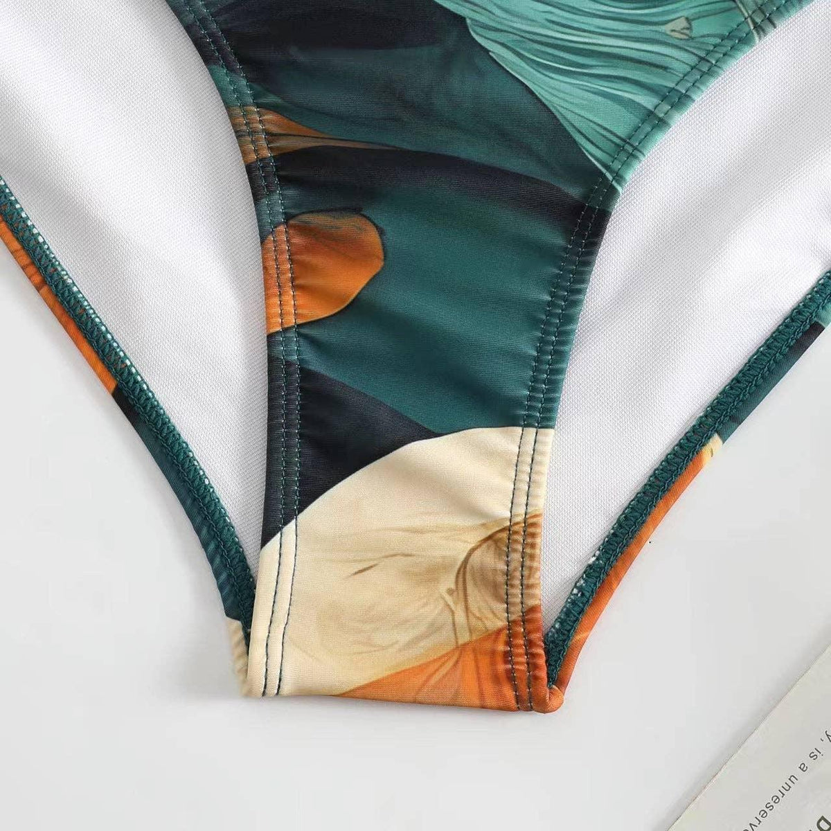 Floral Print One Piece Swimwear with Cover