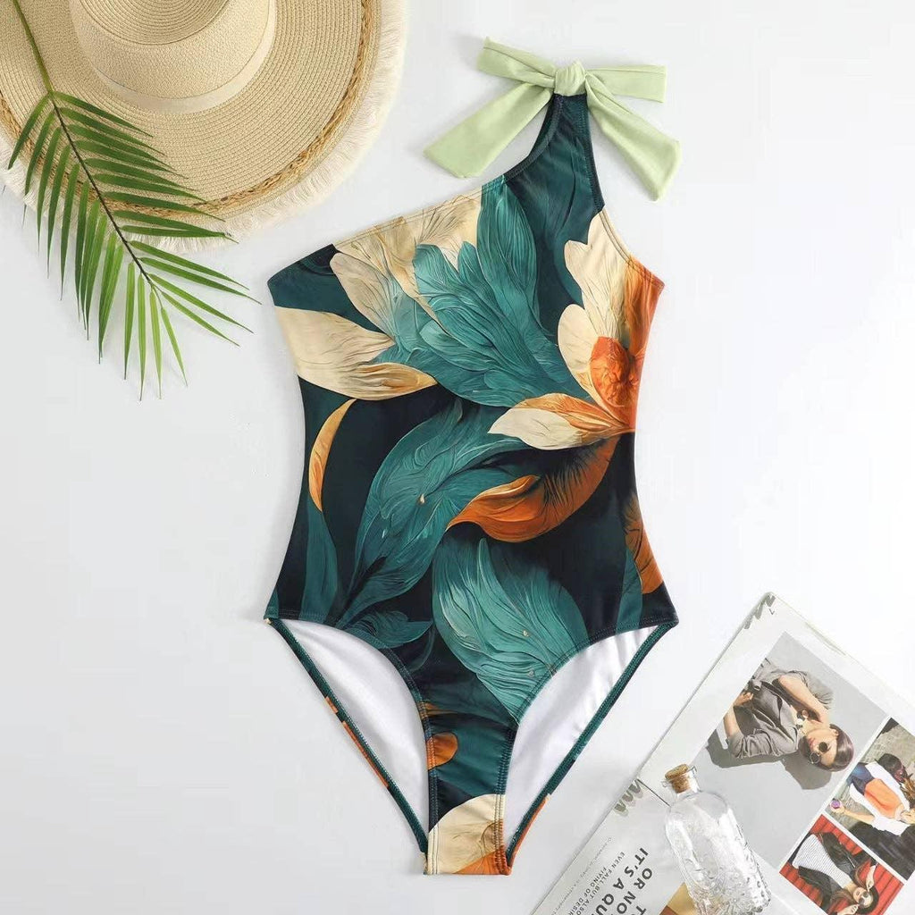Floral Print One Piece Swimwear with Cover