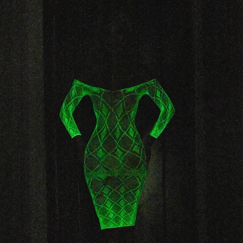 Glow in The Dark See Through Fishnet Bodystocking Dress