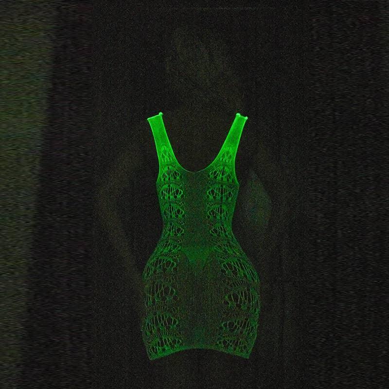 Glow in The Dark See Through Fishnet Bodystocking Dress