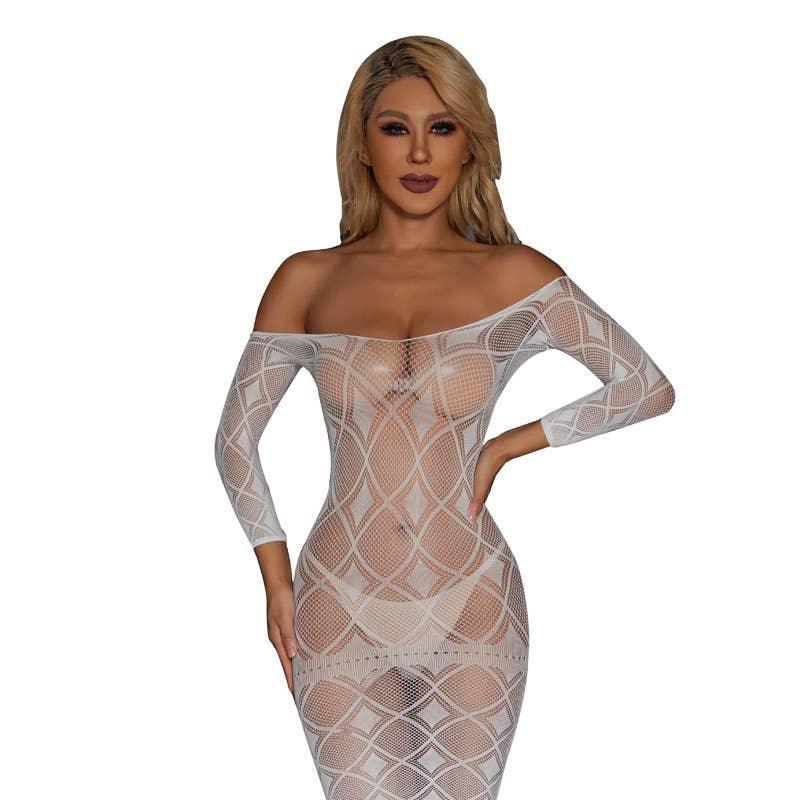 Glow in The Dark See Through Fishnet Bodystocking Dress