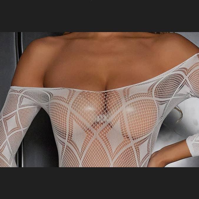 Glow in The Dark See Through Fishnet Bodystocking Dress