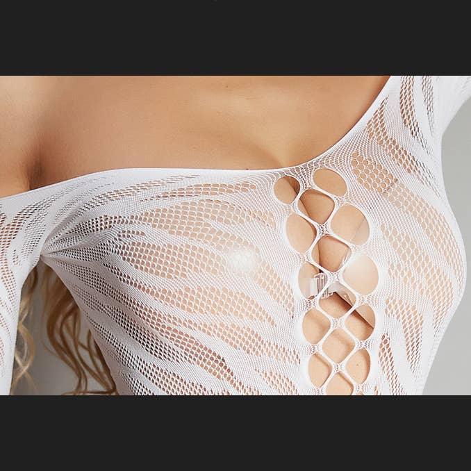 Glow in The Dark See Through Fishnet Bodystocking Teddy