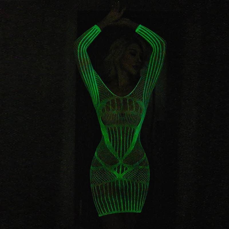 Glow in The Dark Sexy See Through Fishnet Bodystocking