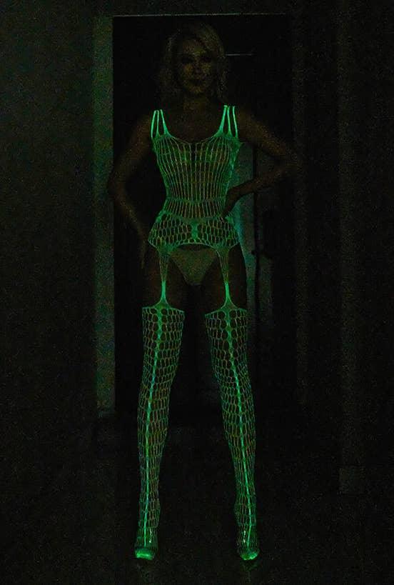 Glow in The Dark Sexy See Through Fishnet Bodystocking YGWW-1