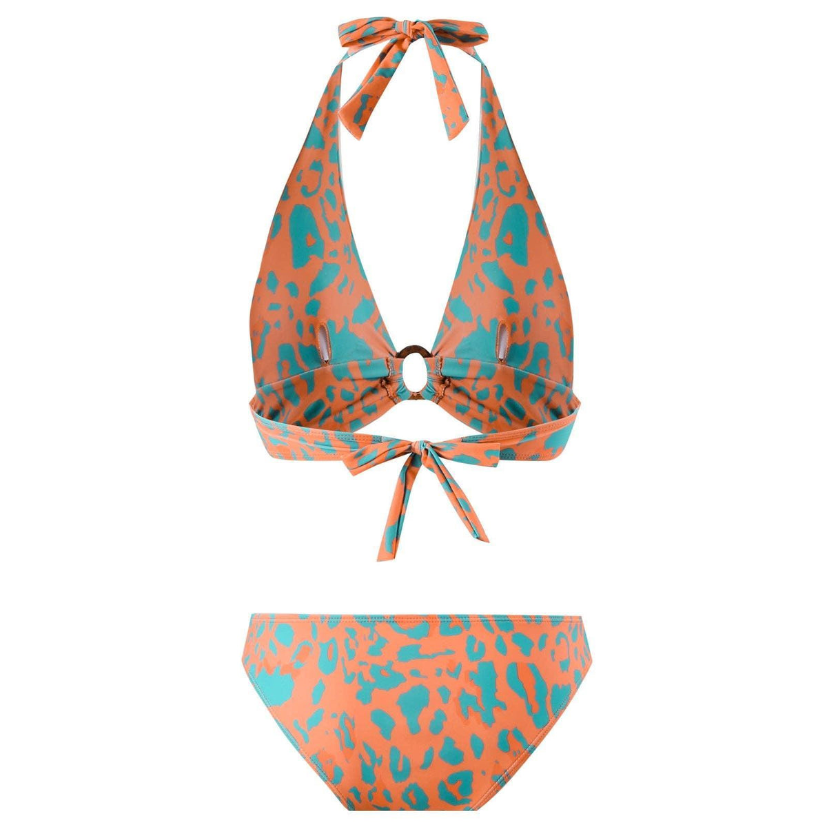 Halter Leopard Print 2PCS Bikini Set with Cover