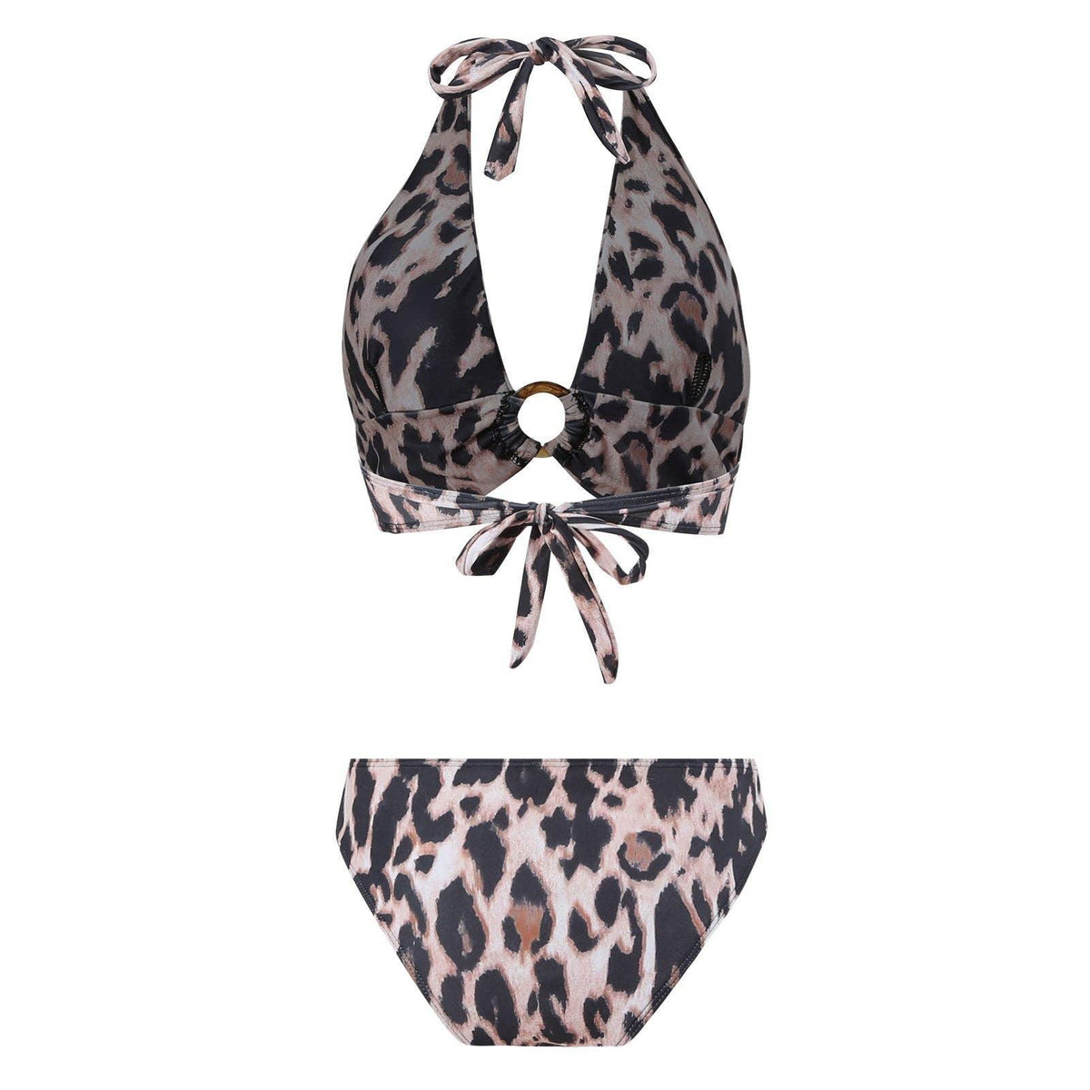 Halter Leopard Print 2PCS Bikini Set with Cover
