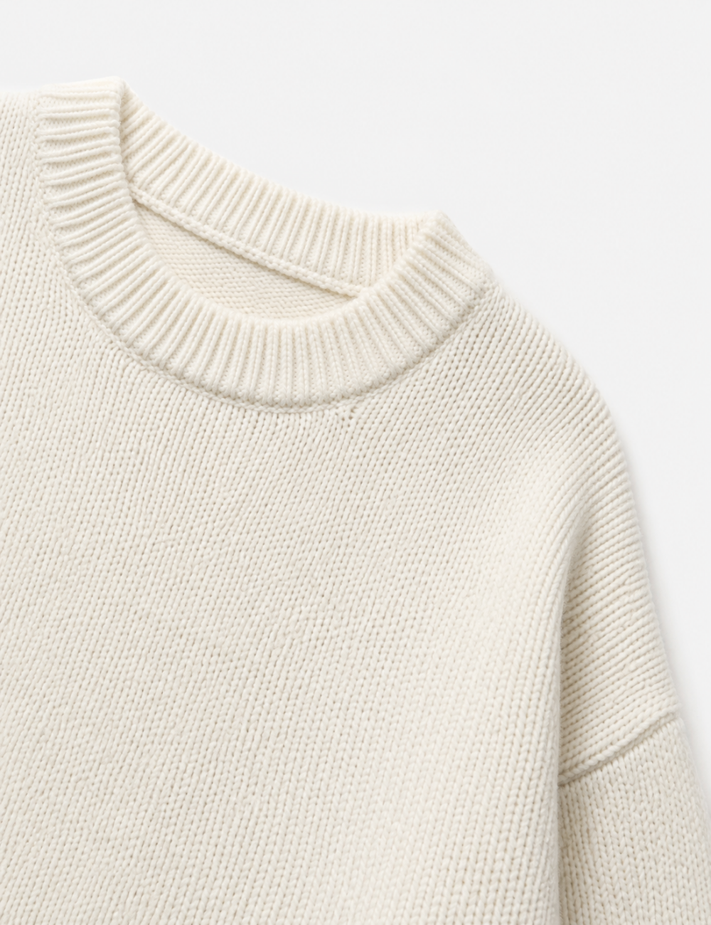 Ladies Crew Neck Cropped Knit Sweater