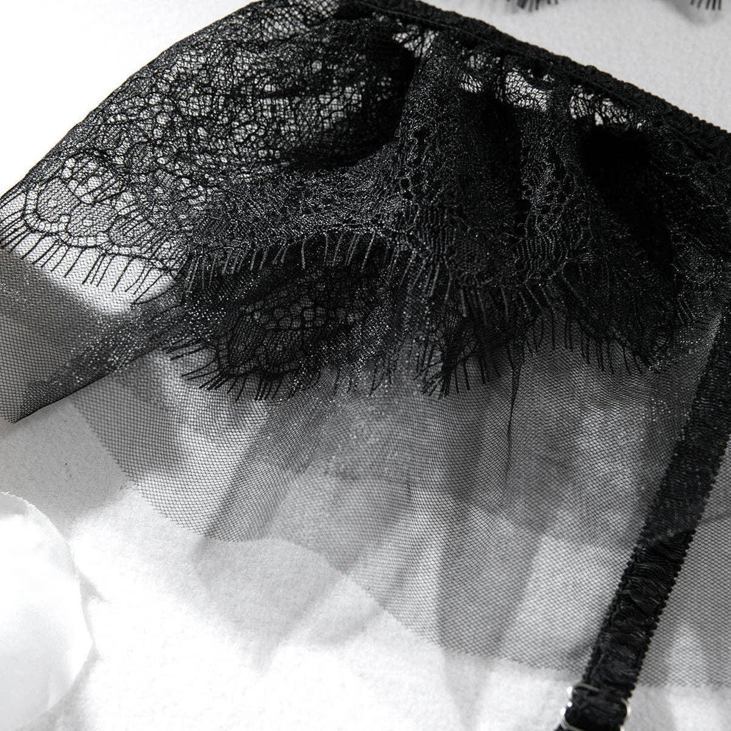 Lace Diamond Setting Lingerie Set with Garter Belt