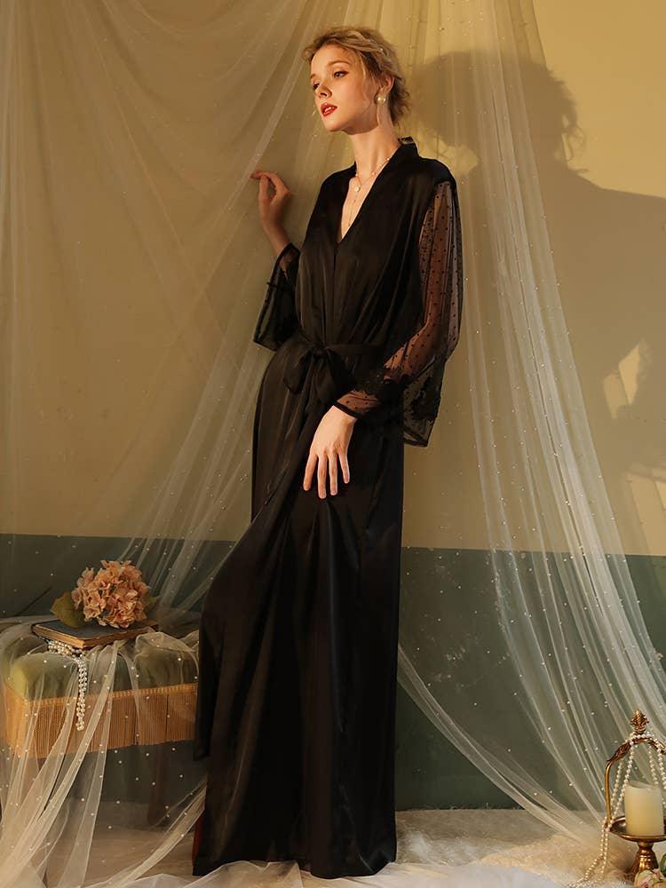 SWEETKAMA Lace Night Gown, Silk Robes,Bridal Party Robes,with Babydoll