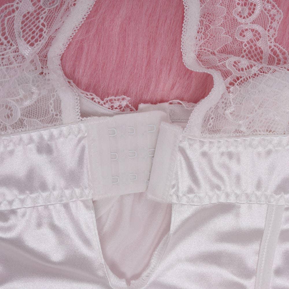 Lace Patchwork Chest Wrap Chemise Set