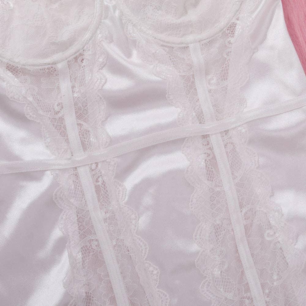 Lace Patchwork Chest Wrap Chemise Set