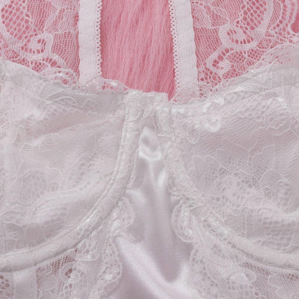 Lace Patchwork Chest Wrap Chemise Set