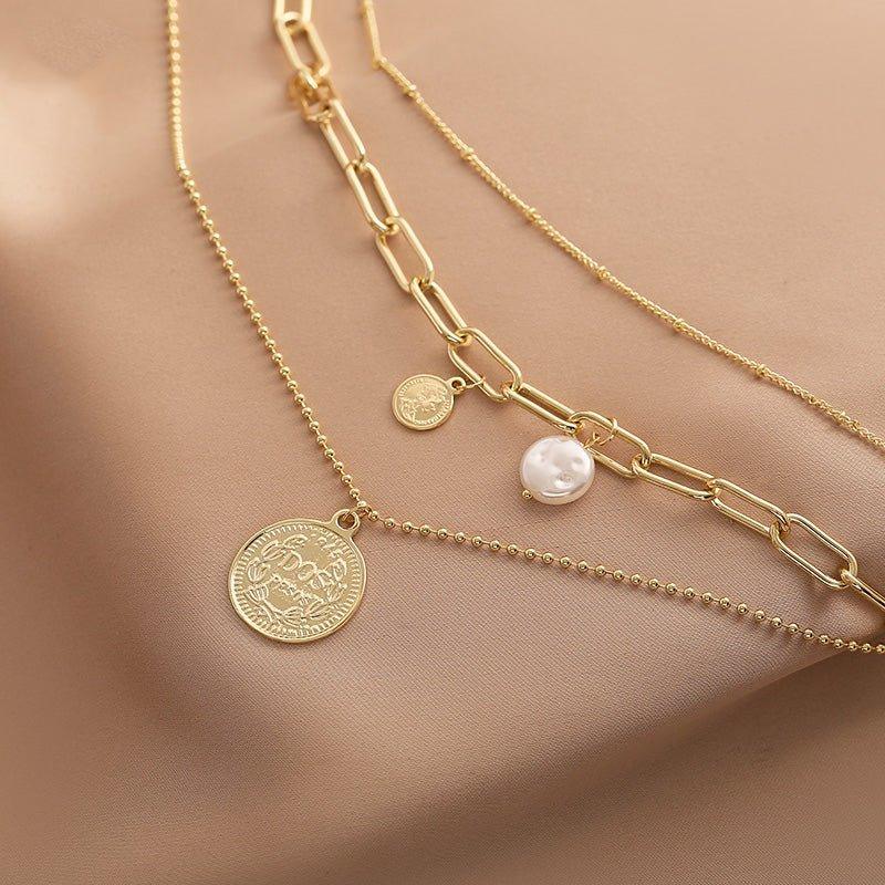 Ladies 3-Piece Coin & Pearl Necklace SKAJ031