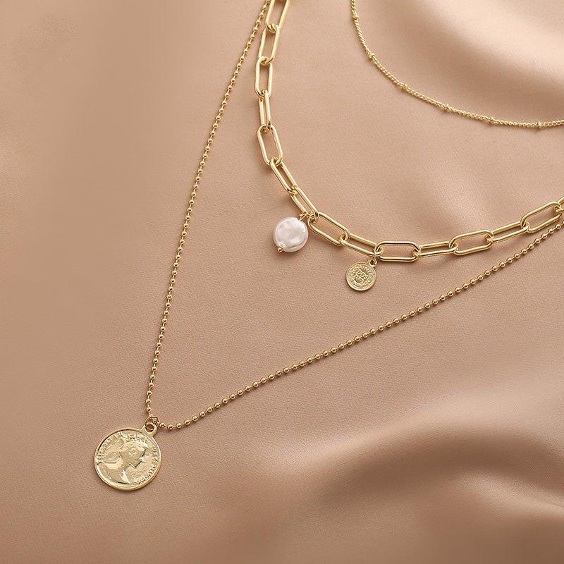 Ladies 3-Piece Coin & Pearl Necklace SKAJ031