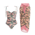 Ladies 3-Piece Floral Print Bikini Swimsuits with Cover Up Y129