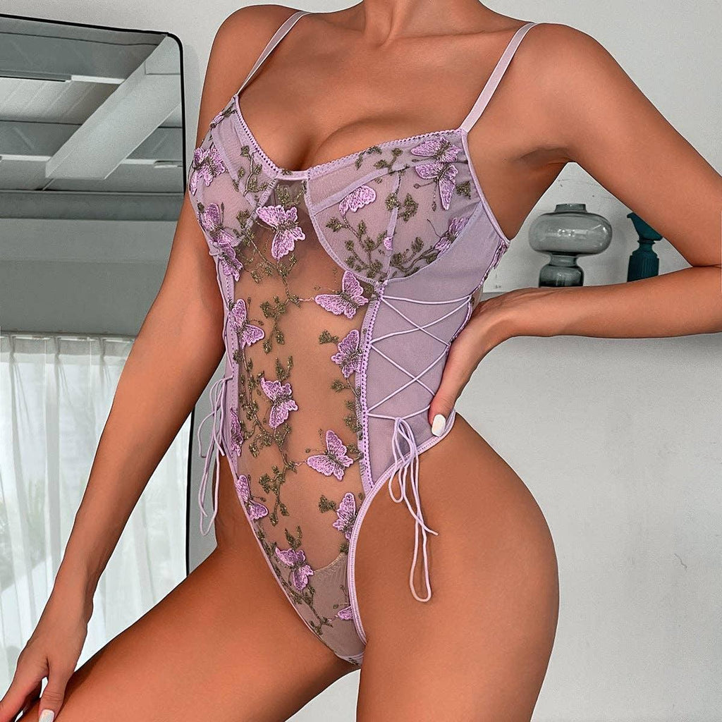 Ladies Butterfly Embroidery Sexy Teddy