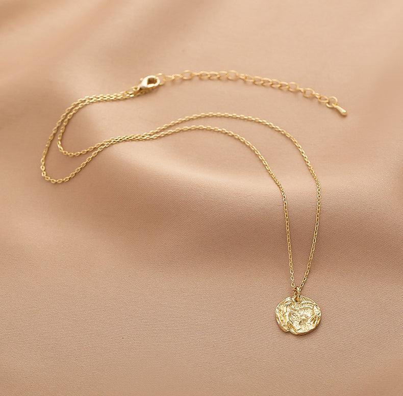 Ladies Fake Pearl Beads Circle Disc Pendent Necklace Set SKAJ010