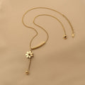 Ladies Gold Bead and Flower Pendent Necklace SKAJ013