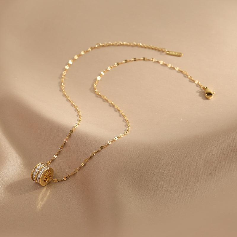 Ladies Golden Disc Necklace SKAJ038