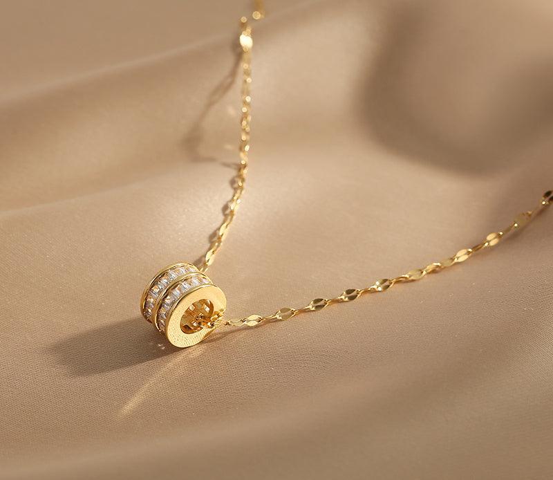 Ladies Golden Disc Necklace SKAJ038