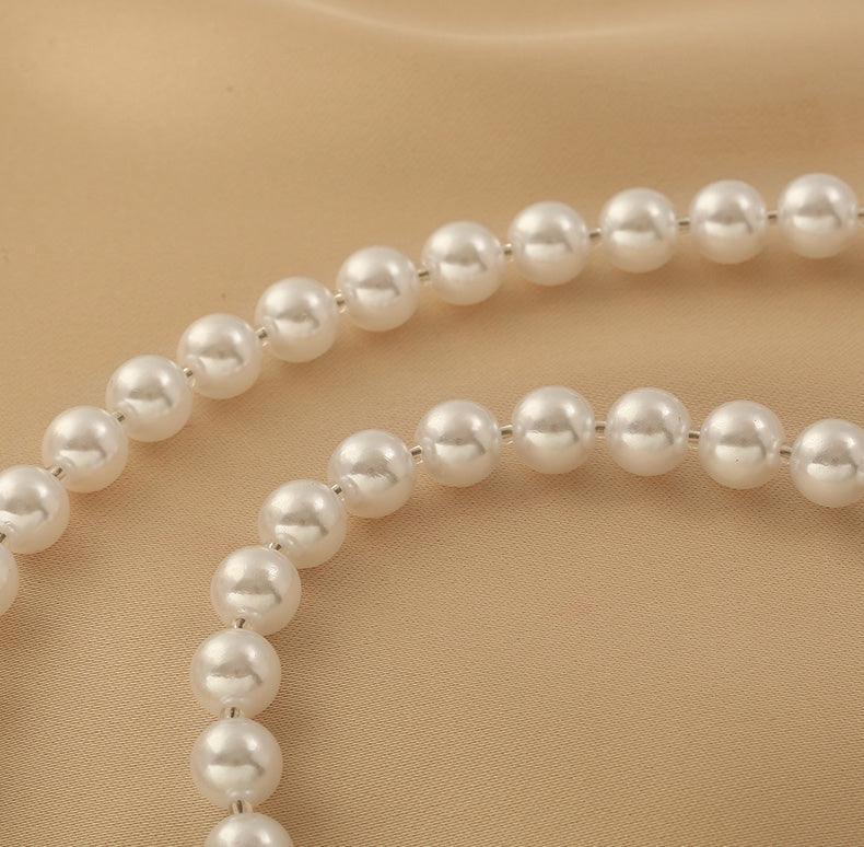 Ladies Lux Fake Pearl Bowknot Necklace SKAJ015