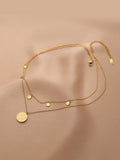 Ladies Multi Layer Coin and Eyes Pendant NecklaceSKAJ032