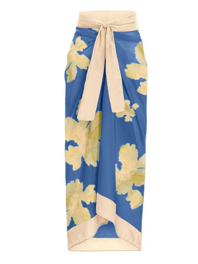 Ladies Ruffles One Piece Swimwear with Skirt Cover Y100