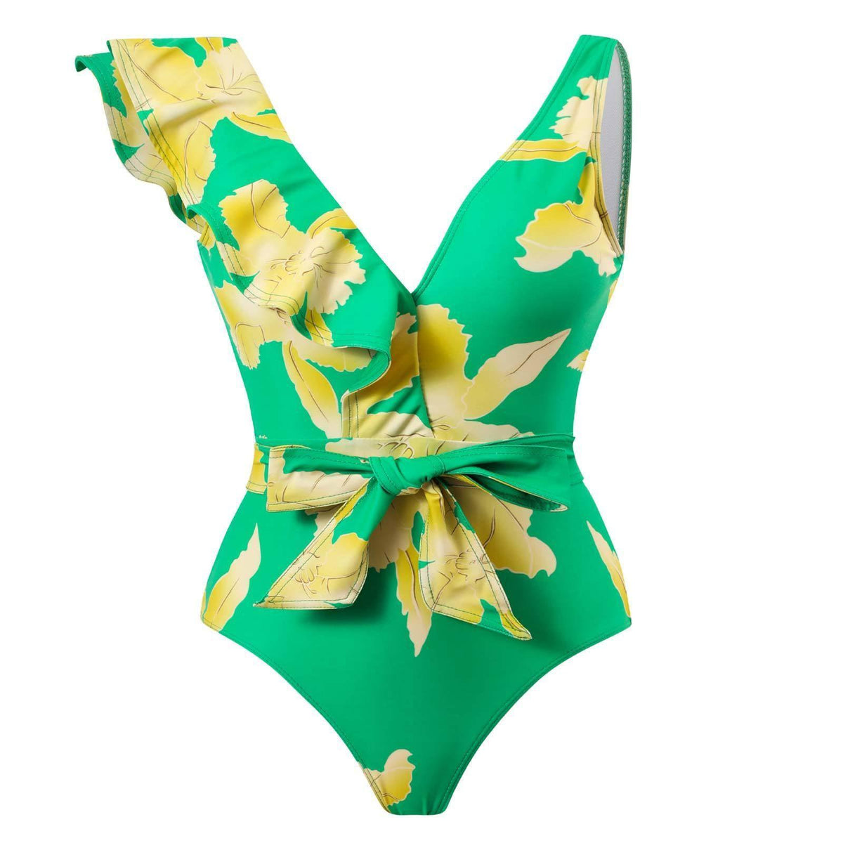 Ladies Ruffles One Piece Swimwear with Skirt Cover Y100