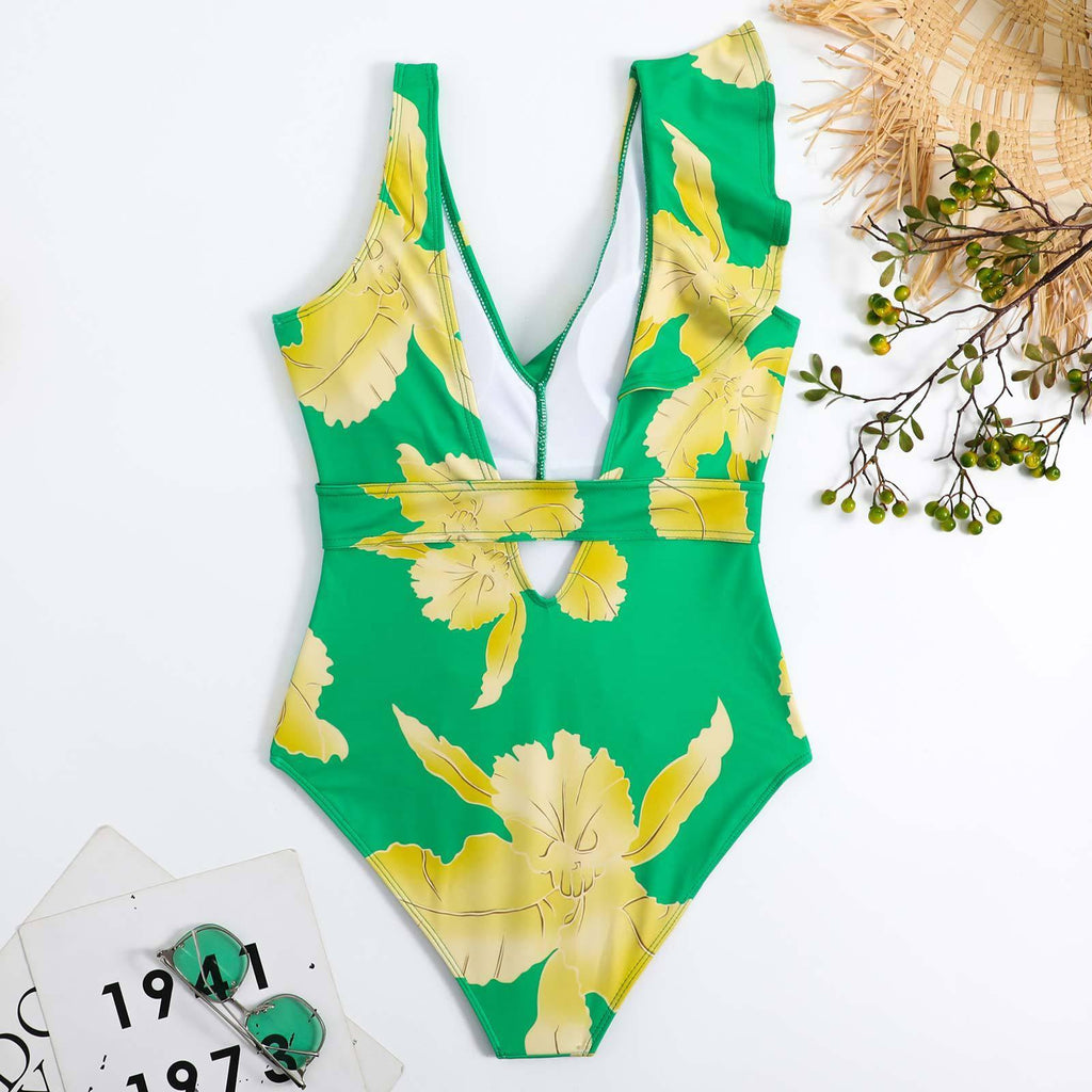 Ladies Ruffles One Piece Swimwear with Skirt Cover Y100