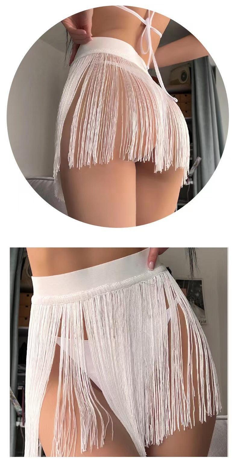 Ladies See Sheer Solid Color Tassel Covers GZZK449