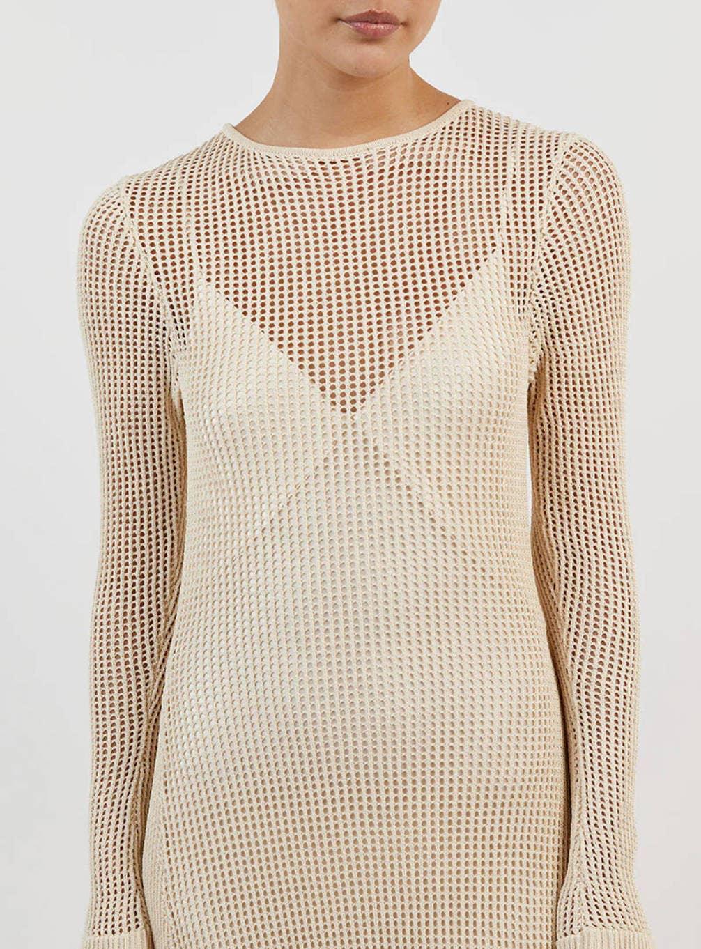 Ladies See Through Hollow Out Midi Dress Bikini Cover
