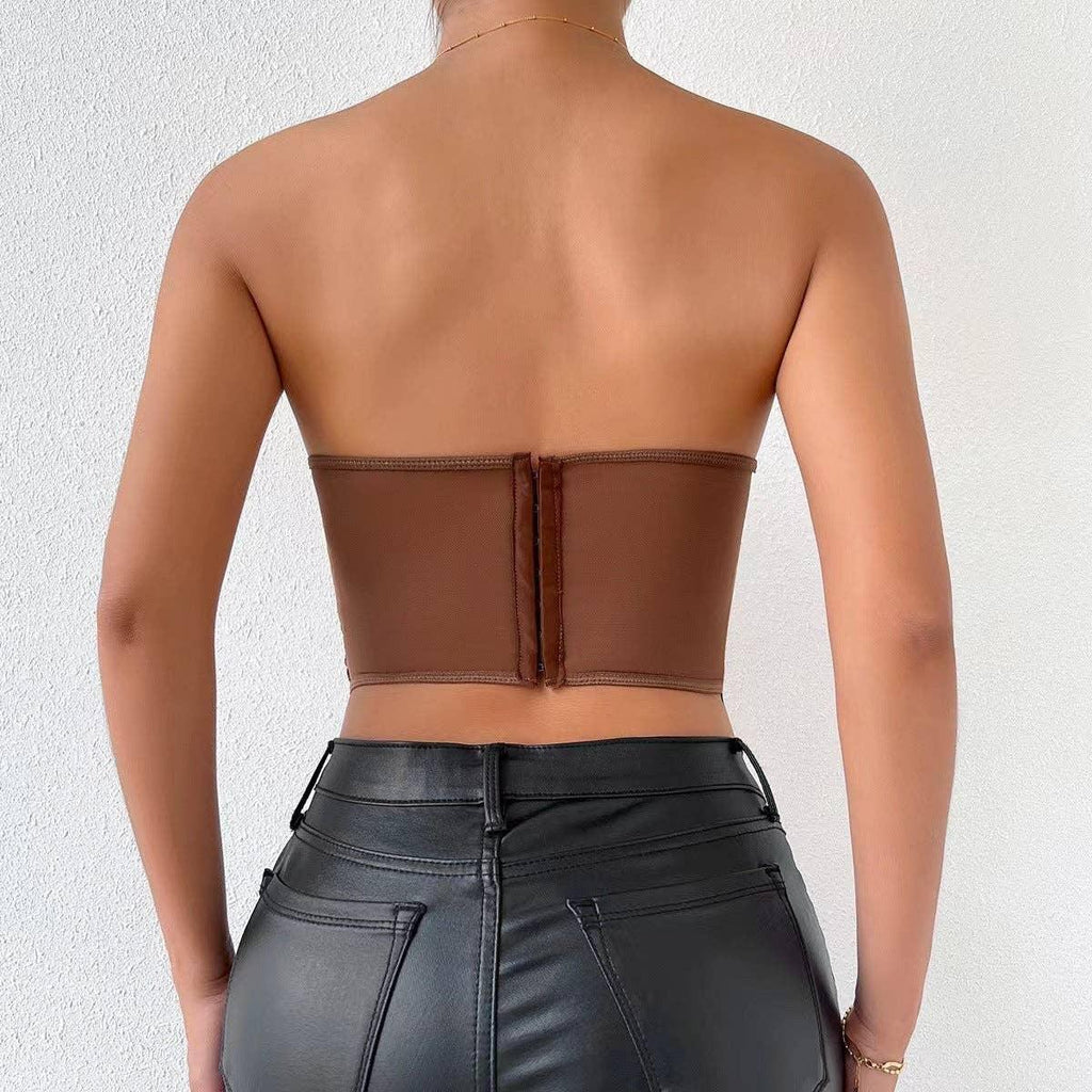 Ladies Sexy Rose Lace Strapless Corset