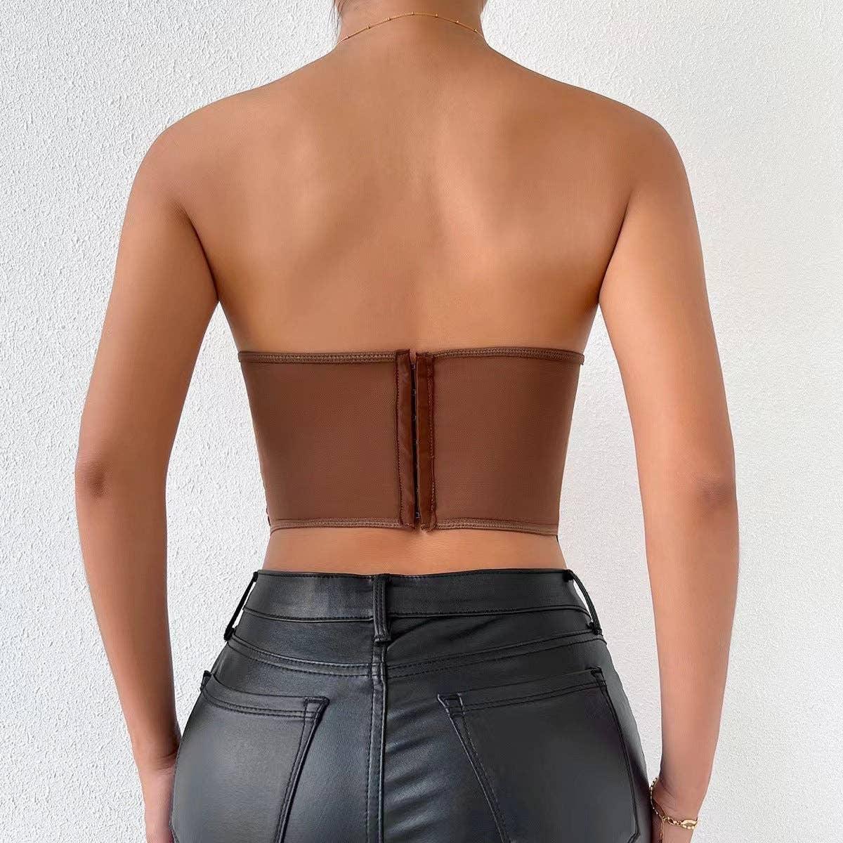 Ladies Sexy Rose Lace Strapless Corset