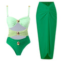Ladies Shoulder Straps Backless One Piece Swimwear with Skirt Y332-1