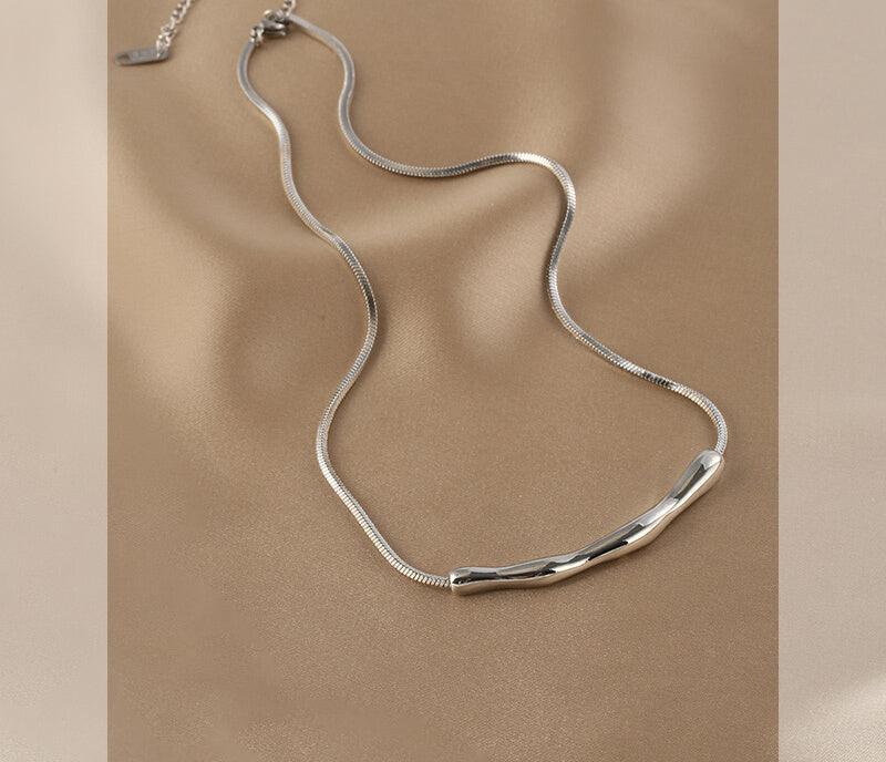 Ladies Silver Plated Snake Chain Necklace SKAJ014