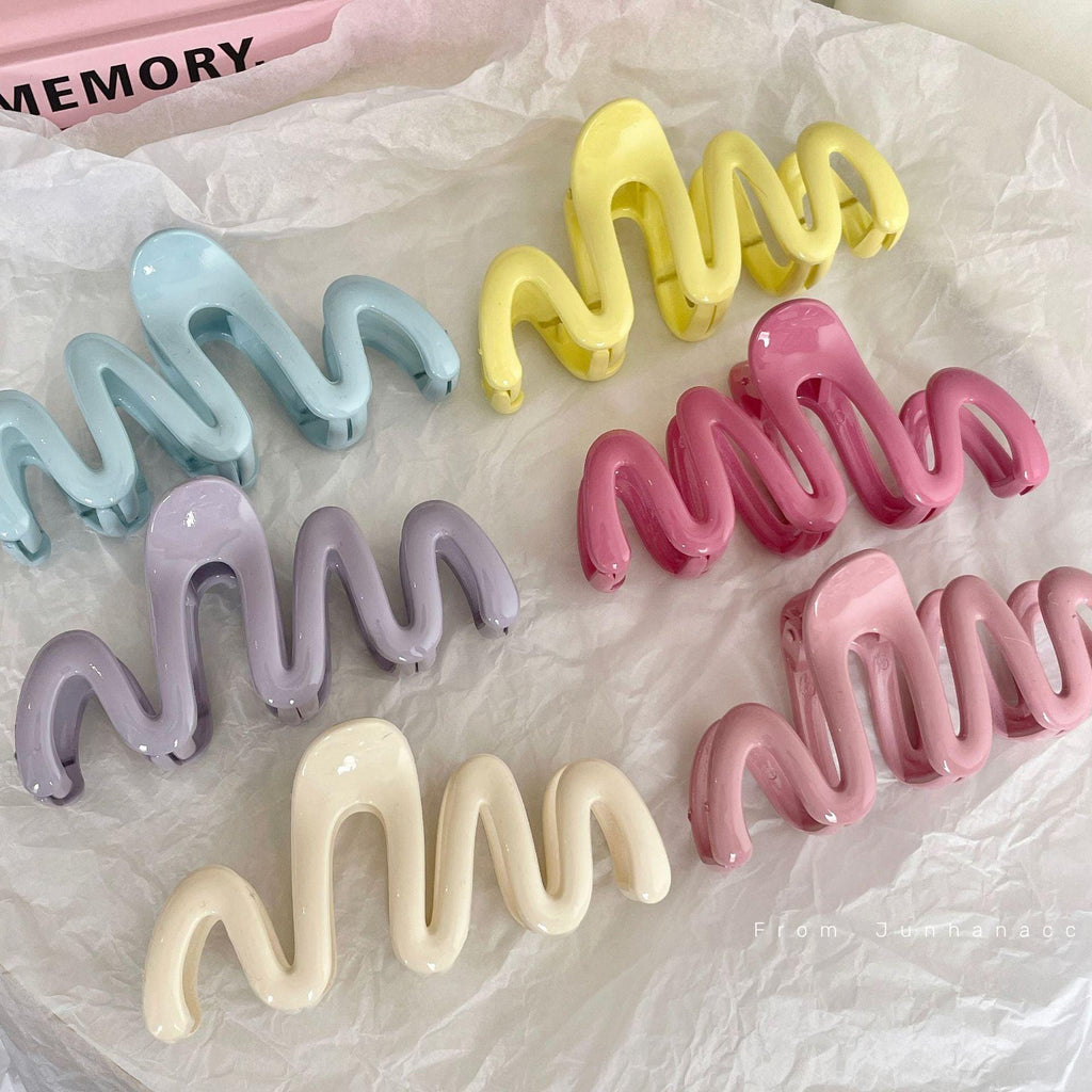 Ladies Simple Casual Wave Shaped Hair Claw Clip SKAJ074